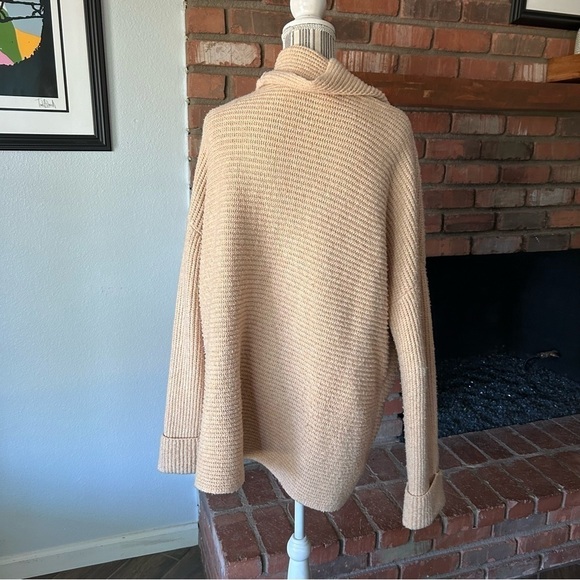 Anthropologie Pilcro Oversized Cowl Neck Knit Sweater Tan Yellow Sz L - Picture 9 of 10
